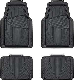 Amazon Basics 4-Piece Premium Rubber Floor Mat for Cars, SUVs and Trucks, All Weather Protection, Universal Trim to Fit, Black - Amazon.ae Price Tracker