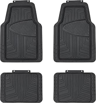 Amazon Basics 4-Piece Premium Rubber Floor Mat for Cars, SUVs and Trucks, All Weather Protection, Universal Trim to Fit, Black - Amazon.ae Price Tracker