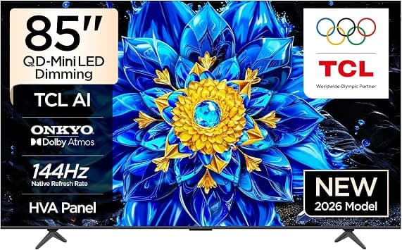TCL 85P8L Television 85 Inch Smart TV 4K QD-Mini LED Dimming Colorful Quantum Crystal HDR 10+ Gaming Google TV, 144Hz Native Refresh Rate, ONKYO 2.1 Hi-Fi, Dolby Vision Atmos, Game Master (2026 Model) - Amazon.ae Price Tracker