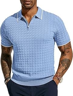 PJ PAUL JONES Men's Knit Polo Shirts Short Sleeve Quarter Zip Polo Shirt - Amazon.ae Price Tracker