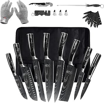 FULLHI Knife Set, 14pcs Japanese Knife Set, Black Resin Handle Premium Stainless Steel Kitchen Knife Set - Amazon.ae Price Tracker