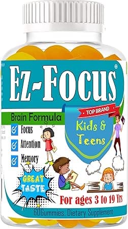 Ez Focus Gummies for Kids Brain Focus Chewable Focus Vitamins and Attention Supplement For Kids, Children and Teens Great Taste Kids Gummies for Focus Calming Natural Omegas DHA School Study Task - Amazon.ae Price Tracker