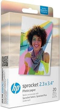 HP 2FR23A 20 Pack 2.3 x 3.4" Premium Zink Photo Paper (20 Sheets) Compatible with Sprocket Select and Plus, White - Amazon.ae Price Tracker
