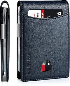 RUNBOX Top Layer Genuine Cowhide Leather Wallet for Men Slim Mens Wallet-Money Clip RFID Wallet-Gift Box, 1. - Amazon.ae Price Tracker