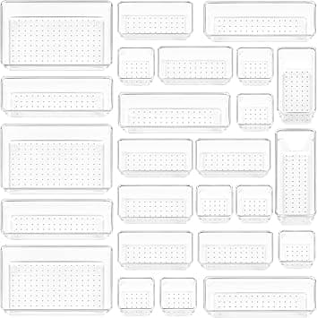 Vtopmart 25 PCS Clear Plastic Drawer Organiser Set, 4 Size Versatile Bathroom and Vanity Desk Organizer Trays for Makeup, Bedroom, Kitchen and Office - Amazon.ae Price Tracker