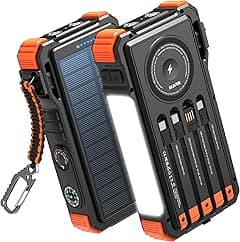 BLAVOR Solar Power Bank 20000mAh Built-in Cables, Wireless Charger for Apple Watch, 20W Fast Charging Battery Pack with USB C, Flashlight, Solar Charger for iPhone, iPad, iWatch, Samsung - Amazon.ae Price Tracker