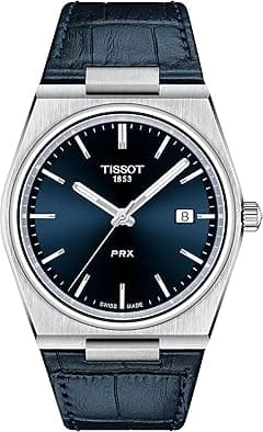 Tissot Mens PRX 316L Stainless Steel case Quartz Watch, Blue, Leather, 12 (T1374101604100), Blue, Quartz Watch - Amazon.ae Price Tracker