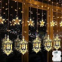 Ramadan Decorations Lights,Led Star Lantern Curtain Ramadan Lights for Bedroom Home Outdoor Ramadan Lights Hanging for Wall Window - Amazon.ae Price Tracker