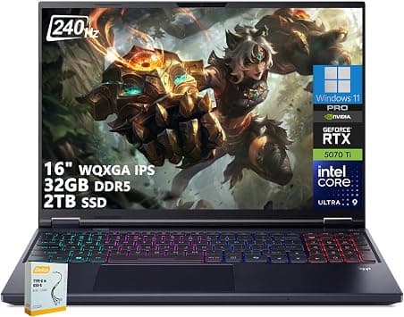 Acer Predator Helios Neo 16 AI Gaming Laptop | 16" WQXGA IPS 240Hz | Intel Core Ultra 9 275HX | 32GB DDR5 2TB SSD | GeForce RTX 5070 Ti (Up to 992 AI Tops) | RGB Backlit Win11 Pro w/DLCA Accessory - Amazon.ae Price Tracker