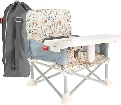 Nuby Pop-Up Booster Seat with Removable Tray - 6+ Months - Portable Booster Seat for Floor for Indoor/Outdoor Use - 3-Point Safety Adjustable Straps - Summer Travel Essentials - Safari - Amazon.ae Price Tracker