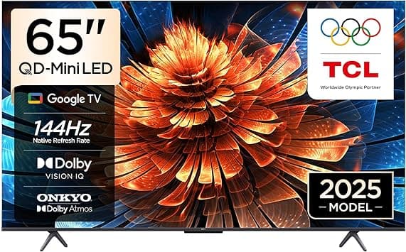 TCL 65Q6C Television 65 Inch Smart TV 4K QD-Mini LED Colorful Quantum Crystal HDR 10+ Gaming Google TV, 144Hz Native Refresh Rate, ONKYO 2.1 Hi-Fi, Dolby Atmos, AI Mode, Game Master (2025 Model) - Amazon.ae Price Tracker