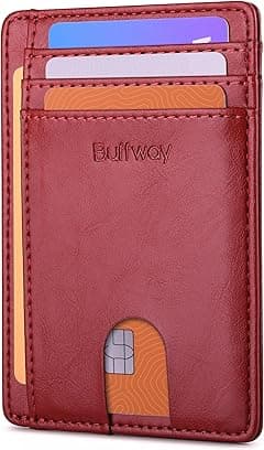 Buffway Mens Slim Wallet, Minimalist Thin Front Pocket Leather Credit Card Holder with RFID Blocking for Work Travel - Amazon.ae Price Tracker
