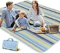 SKY TOUCH Foldable Picnic Blanket Waterproof Beach Blanket Waterproof Picnic Blanket Portable Picnic Mat Portable Beach Mat For Outdoor Camping Family Outdoor Park Garden Blue(145 ×180cm), Full - Amazon.ae Price Tracker
