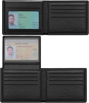 Travelambo Genuine Leather Wallet for Men with Gift Box - Handmade Bifold Stylish - Mens Wallets Rfid Blocking with 2 ID Windows, Grain Leather Black, 4.5“x3.5”, Minimalist - Amazon.ae Price Tracker