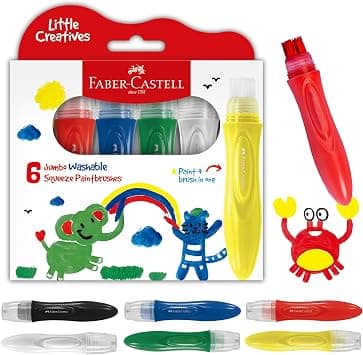 Faber-Castell Little Creatives Jumbo Squeezing Paint Brushes, 6 Colors, Paint Sticks for Kids Washable, Toddler Art Supplies, Non Toxic Paint and Brush in One, Kids Crafts Age 3 to 5+ - Amazon.ae Price Tracker