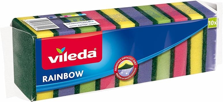 Vileda Rainbow Medium Foam Sponge Scourer, Eco-Friendly, Comfortable Grip, Value Pack 10 Pcs, Multi Colours - Amazon.ae Price Tracker