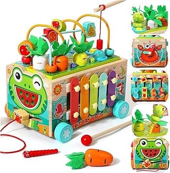 AM ANNA Toddler Wooden Montessori Toy 1 2 3 Year Old,One Year Old Girl Birthday Gifts for Baby Boys Girls 12-18 Months, Wooden Activity Cube 1st Birthday Gifts for Kids Girl Boy 1-3 (Frog) - Amazon.ae Price Tracker