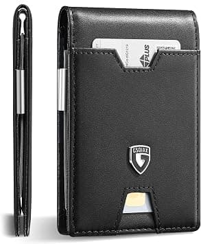 GSOIAX Mens Slim Wallet with Money Clip,RFID Blocking Minimalist Genuine Leather Carbon Fiber Wallet, 11 Card Slots Bifold Credit Card Holder With Gift Box (Leather Black), Leather Black - Amazon.ae Price Tracker
