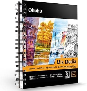 Ohuhu Sketchbook Mix Media Pad: 120 LB/200 GSM Heavyweight Papers 62 Sheets/124 Pages Spiral Bound Sketch Book for Acrylic, Marker Pens, Painting, Colored Pencil, Pastel - Amazon.ae Price Tracker