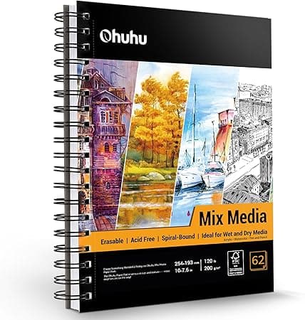 Ohuhu Sketchbook Mix Media Pad: 120 LB/200 GSM Heavyweight Papers 62 Sheets/124 Pages Spiral Bound Sketch Book for Acrylic, Marker Pens, Painting, Colored Pencil, Pastel - Amazon.ae Price Tracker