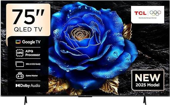 TCL 75T6C Television 75 Inch Smart TV 4K QLED Colorful Quantum Crystal HDR 10+ Gaming Google TV, Dolby Vision Atmos, DTS Virtual X, MEMC, Voice Control, Game Master with Slim Design (2025 Model) - Amazon.ae Price Tracker
