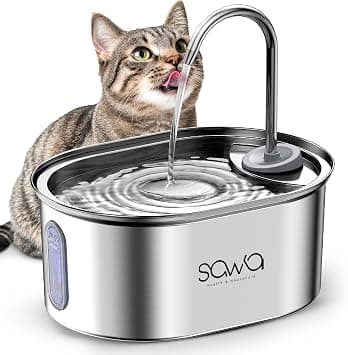 SAWA Cat Water Fountain Stainless Steel, 3.2L/108oz Cats Fountain for Drinking, Pet Water Fountain for Cats Indoor, Automatic cat Water Dispenser with 2 Flow Modes, kitty Spout fountain for Cats Dogs - Amazon.ae Price Tracker