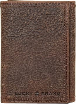 Lucky Brand Men's Double-Stitched Leather Trifold Wallet with RFID Blocking Lining, 6 Card Slots and Bill Pocket, Brown, One Size, Brown, One size - Amazon.ae Price Tracker