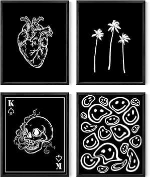 HAUS AND HUES Black and White Poster - Skeleton Poster Art, Cool Posters For Room, Aesthetic Posters For Bedroom, Grunge Posters For Room Aesthetic, Skull Poster, Goth Posters (Unframed, 8x10) - Amazon.ae Price Tracker
