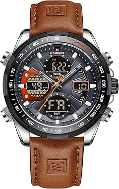 NAVIFORCE Men's Military Digital Watches Analog Quartz Waterproof Watch Sport Multifunctional Leather Wristwatch - Amazon.ae Price Tracker