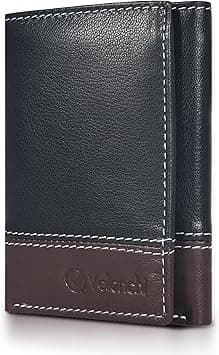 VALENCHI Genuine Leather Mens RFID Blocking Slim Trifold Wallet with 6 Cards+1 ID Window + 2 Note Compartments. - Black/Tan - S - Amazon.ae Price Tracker