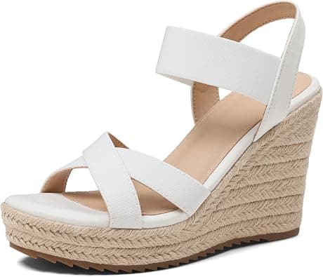 mikarka Women's Open Toe Espadrilles Wedge Sandal Slip On Elastic Ankle Strap Platform Sandals Dressy Comfortable Wedges Shoe - Amazon.ae Price Tracker