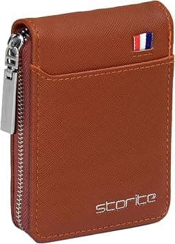 Storite PU Leather 9 Slot Vertical Credit Debit Card Holder Money Wallet Zipper Coin Purse for Men Women - LightBrown (11.5 x 1.75 x 8 cm) - Amazon.ae Price Tracker