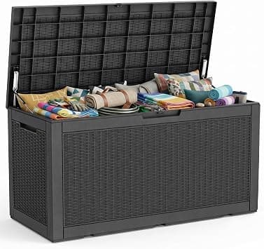 150 Gallon Deck Box,Resin Outdoor Storage Box with Lockable for Patio Furniture, Pool Accessories, Garden Tools Waterproof Outside Storage Box, BLACK - Amazon.ae Price Tracker