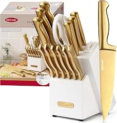 McCook® Knife Sets, Golden Titanium Stainless Steel Kitchen Knife Block Sets with Built-in Sharpener - Amazon.ae Price Tracker