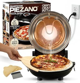 PIEZANO Crispy Crust Pizza Oven Indoor โ Electric Pizza Maker with Stone Heats to 800หF for Stone Baked Pizza at Home, Four A Pizza Electrique, Gifts for Men, Kitchen Gadgets Must Have AS SEEN ON TV - Amazon.ae Price Tracker