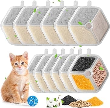 12 Pack Cat Water Fountain Filters for 135 FL oz/4L Wireless Ultra Quiet Stainless Steel Cat Fountain for Drinking PTM-643, Quadruple Filtration Pet Water Filter Replacement - Amazon.ae Price Tracker