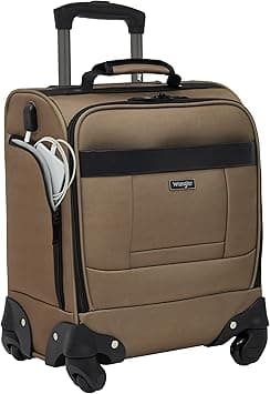 Wrangler 17.5" 4-Wheel Spinner Underseat Carry-On Luggage with Side USB Port, Mocha - Amazon.ae Price Tracker