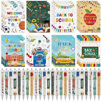 24 Sets Back to School Mini Notebooks Bulk with Retractable Ballpoint Pens | 8 Styles Welcome Back to School Small Notepads Journal Pen Set for Office Classroom Rewards Exchange Party Supplies - Amazon.ae Price Tracker