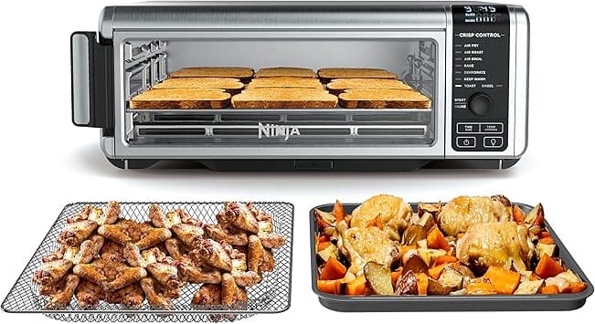 Ninja SP101 Digital Air Fry Countertop Oven with 8-in-1 Functionality, Flip Up & Away Capability for Storage Space, with Air Fry Basket, Wire Rack & Crumb Tray, Silver - Amazon.ae Price Tracker