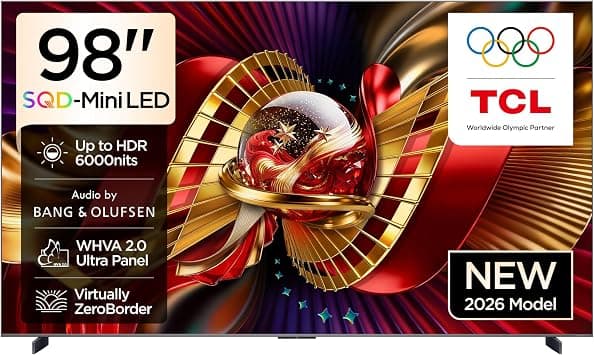 TCL 98C8L Television 98 Inch Smart TV 4K SQD-Mini LED Super Colorful Quantum High HDR Gaming Google TV, 144Hz Native Refresh Rate, Audio by Bang & Olufsen, Dolby Atmos, Game Master, 3-Year Warranty - Amazon.ae Price Tracker