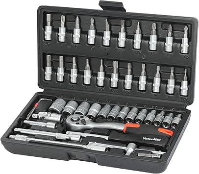 ValueMax 46-Piece Socket Wrench Set | 1/4“ Socket Set | Cr-V Steel Ratchet Set | Mechanic Tool Kit | Car Repair Tools - Amazon.ae Price Tracker