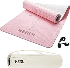 HERUI Yoga Mat with Alignment Lines - Anti-Slip TPE Exercise Mat for Yoga & Pilates - 183CM x 61CM x 6MM - Includes Carry Bag, Perfect for Beginners & All Levels - Amazon.ae Price Tracker