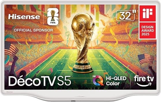 Hisense 32-Inch S5 DécoTV Series QLED FHD Smart Fire TV (32S5QF, 2025 Model) - Versatile Fit, Hi-QLED Color, Art-Inspired Design, Fluid Central Stand, DTS Virtual: X, Stream Live TV Without Cable - Amazon.ae Price Tracker