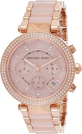 Michael Kors Women's Pink Dial Stainless Steel Band Quartz Chronograph watch, Rose Gold - Amazon.ae Price Tracker