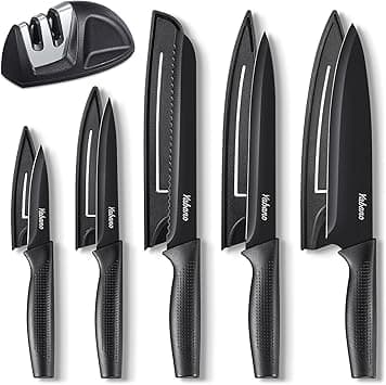 Yabano 5-Piece Kitchen Knife Set with Anti-Rust Coating, Compatible Dishwasher, Stainless Steel Chef Knives with 5 Blade Cases and Sharpener, Perfect Gift for Making - Amazon.ae Price Tracker