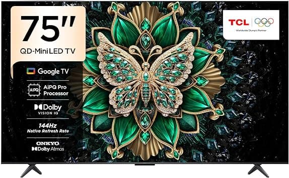 TCL 75 Inch C61K 4K UHD QD Mini LED Smart Google TV, 312 Local Dimming Zones, 144Hz Native Refresh Rate, ONKYO 2.1 Audio, Dolby Vision IQ, HDMI 2.1 (2026 Model) - Amazon.ae Price Tracker