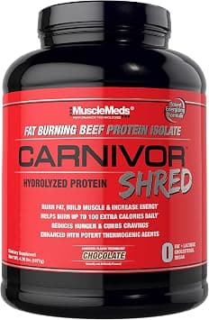 MuscleMeds Carnivor Shred Fat Burning Hydrolyzed Beef Protein Isolate, 0 Lactose, 0 Sugar, 0 Fat, Chocolate, 4.36 Pound (Includes Free SHAKER) - HALAL - Amazon.ae Price Tracker