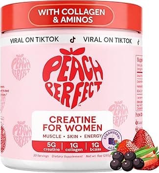 Peach Perfect Creatine Monohydrate Powder, Glute Builder Creatine for Women with Collagen, BCAAs, 5g Vegan Micronized Creatine per Serving, for Energy, Muscle Support, 30 SVG, Strawberry Acai - Amazon.ae Price Tracker