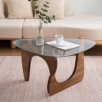 Coffee Tables, Center Tea Table for Living Room, Triangle Glass Table with Wooden Base, Coffee Tea Table Mid-Century Modern Coffee Desk, End Table for Study Room Office Hotel Balcony Furniture - Amazon.ae Price Tracker