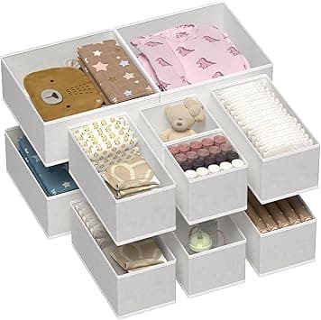 Vtopmart 12Pack Drawer Organizer Bins for Clothes, Foldable Fabric Closet Storage Organizer, Dresser Drawer Dividers for Baby Clothing, Bra, Socks, Ties, Scarf, Underwear,Grey - Amazon.ae Price Tracker